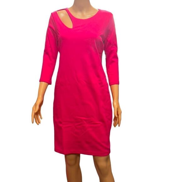 Boston Proper Cutout Fuschia Pink Sheath Dress SMALL NWT - Picture 2 of 15